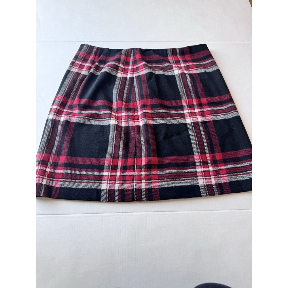 Talbots Wool‎ Blend Plaid Lined Skirt Womens Size 16 P Red And Black